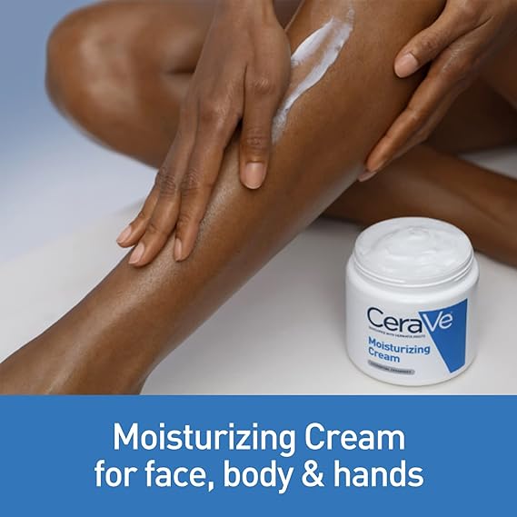 "CeraVe Moisturizing Cream for Face and Body, 454g – Hydrating Skincare with Hyaluronic Acid & Ceramides"