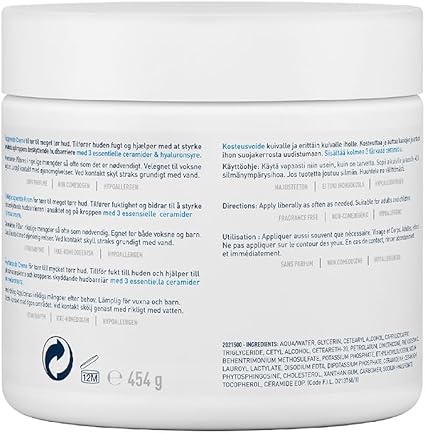 "CeraVe Moisturizing Cream for Face and Body, 454g – Hydrating Skincare with Hyaluronic Acid & Ceramides"