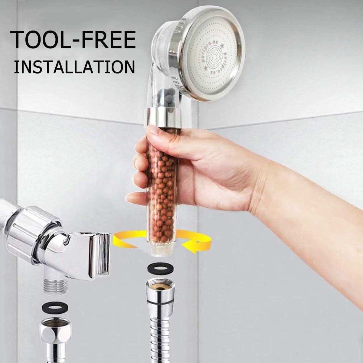 Shower Filter Head Water Filtration System Help Reduces hair loss. Three Functions Rainfall Jet And Massage, Negative Ionic Ion Flow Filter Handheld Shower head