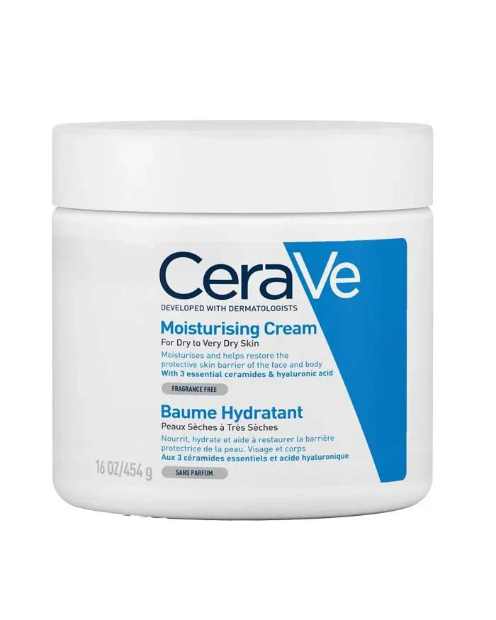 "CeraVe Moisturizing Cream for Face and Body, 454g – Hydrating Skincare with Hyaluronic Acid & Ceramides"